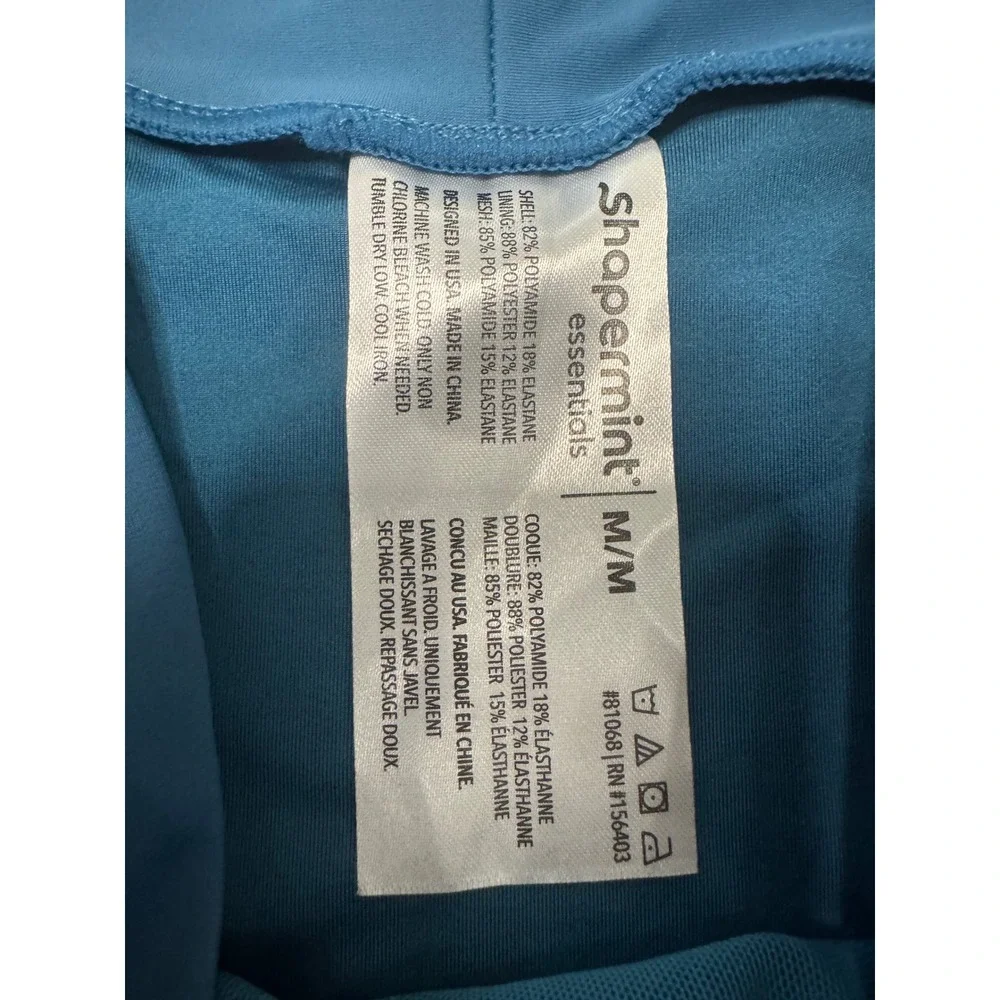 Shapermint Essentials High Waisted Control Bikini Bottom Teal Blue Ruched Medium